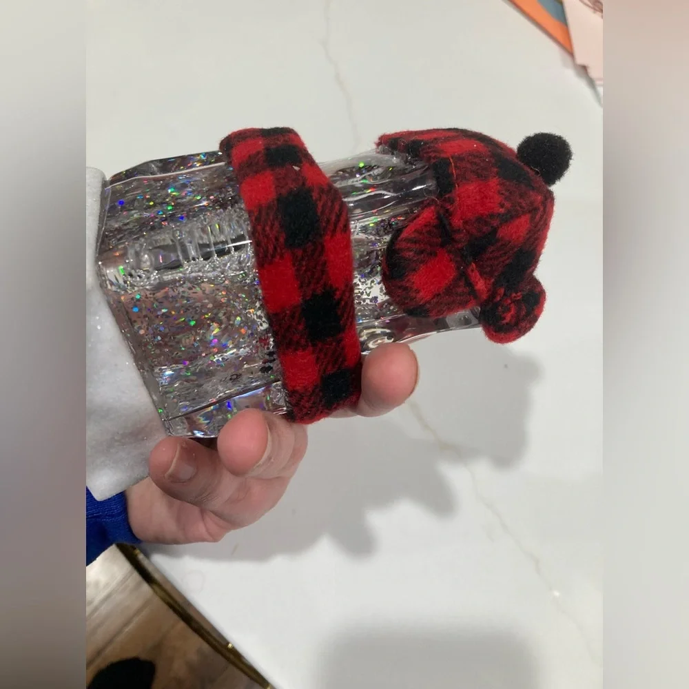 Roman Lights ice cube snowman nightlight plug in acrylic red black plaid check